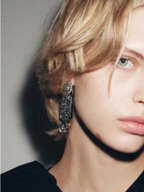 ZARA Antique Inspired Silver Crystal Filigree Drop Earrings